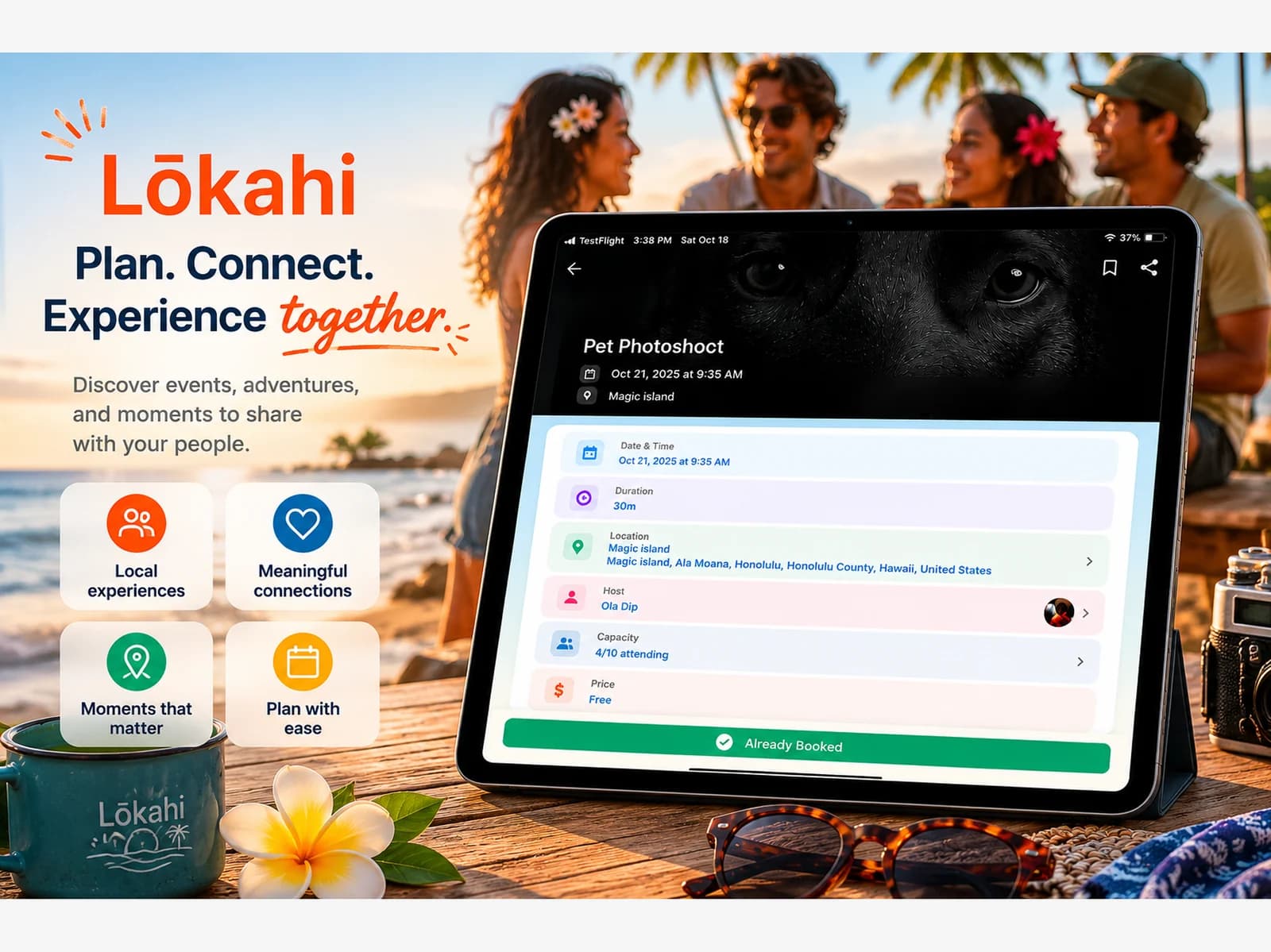 Lōkahi local events app interface